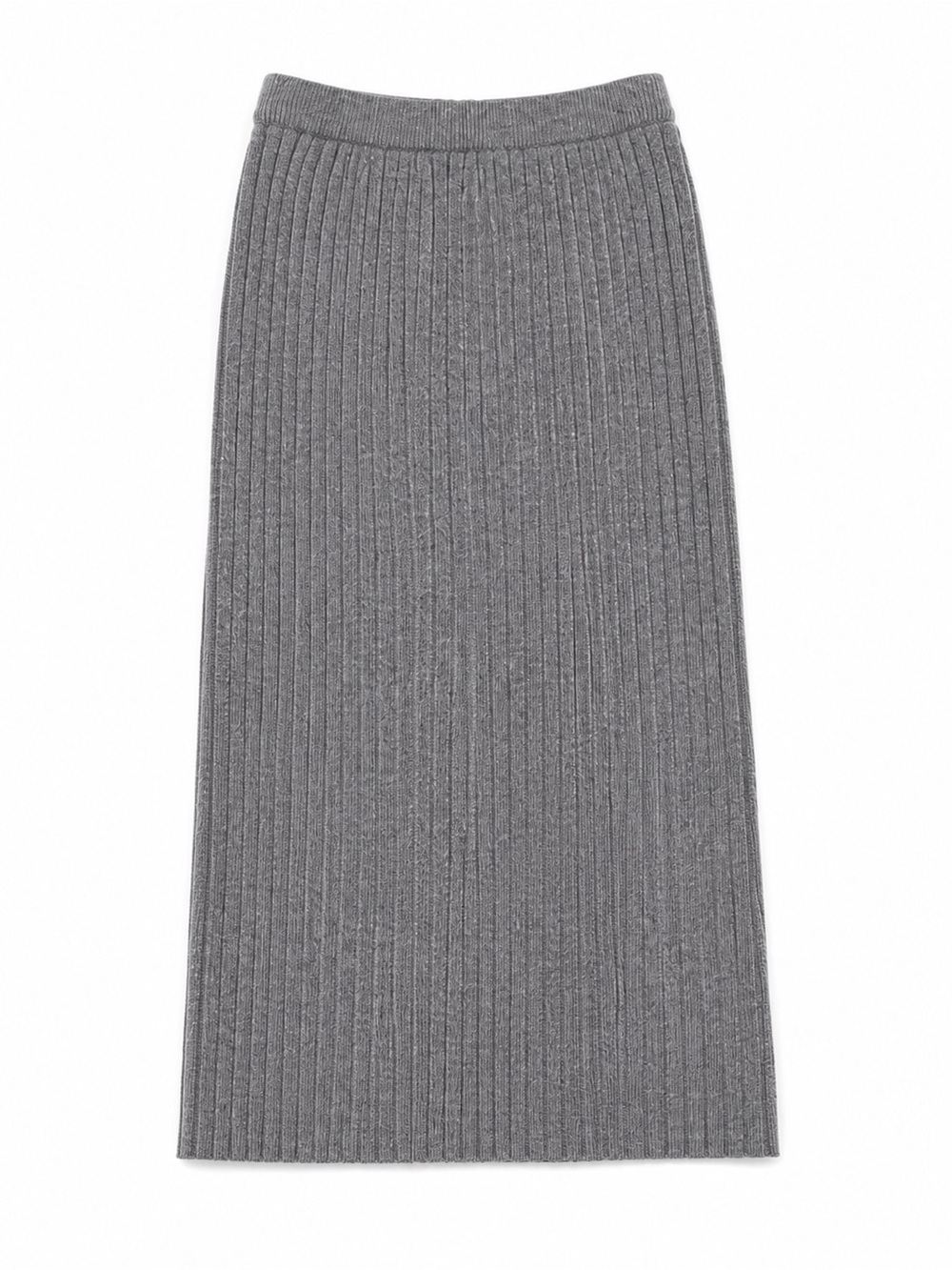 Au Maison Ribbed Knit Midi Skirt in Gray